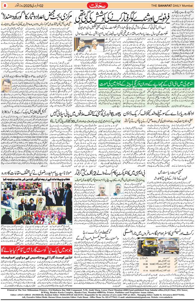The Sahafat Mumbai, Urdu Newspaper India, Indian Newspapers, Urdu Akhbar, Urdu News Hindustan