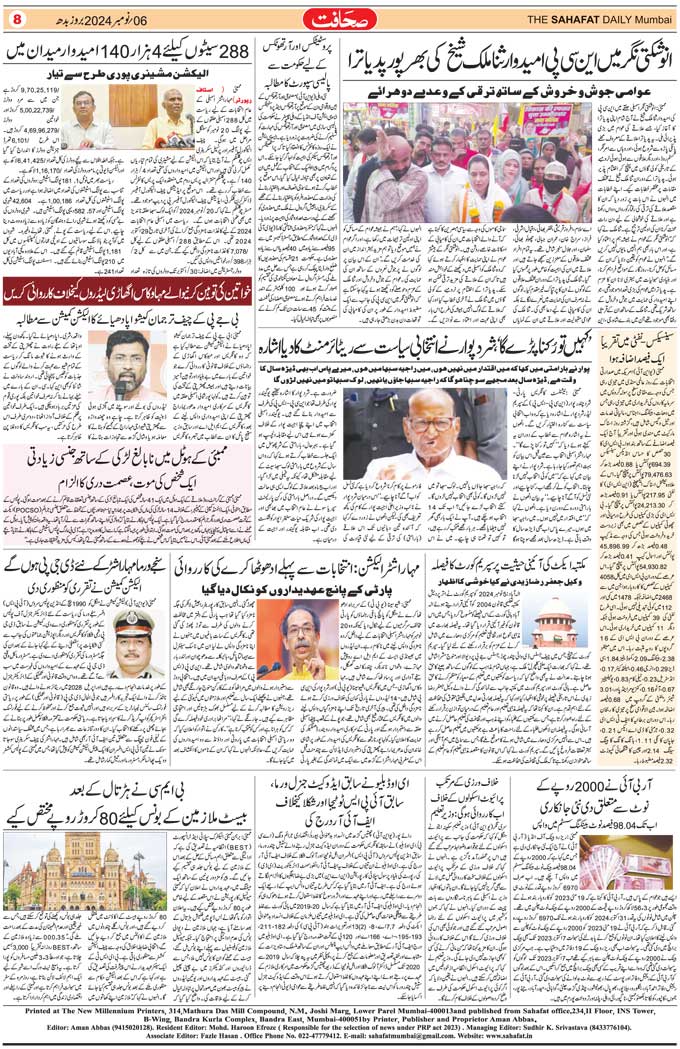 The Sahafat Mumbai, Urdu Newspaper India, Indian Newspapers, Urdu Akhbar, Urdu News Hindustan