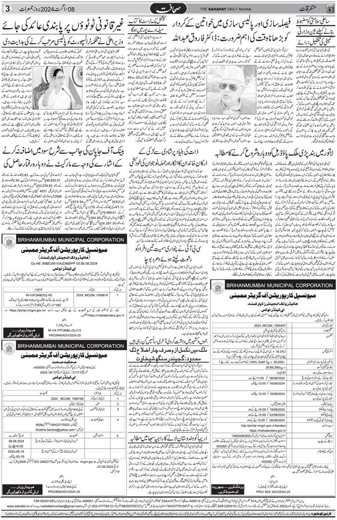 The Sahafat Mumbai, Urdu Newspaper India, Indian Newspapers, Urdu Akhbar, Urdu News Hindustan