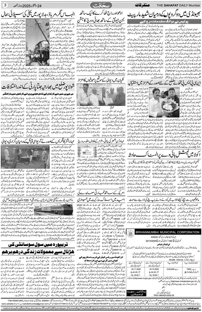 The Sahafat Mumbai, Urdu Newspaper India, Indian Newspapers, Urdu Akhbar, Urdu News Hindustan