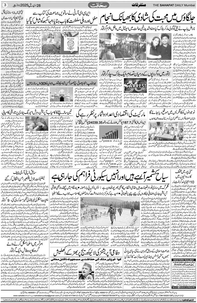 The Sahafat Mumbai, Urdu Newspaper India, Indian Newspapers, Urdu Akhbar, Urdu News Hindustan