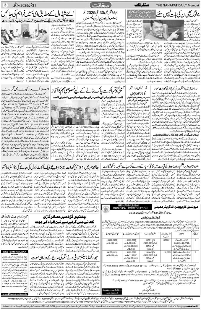 The Sahafat Mumbai, Urdu Newspaper India, Indian Newspapers, Urdu Akhbar, Urdu News Hindustan